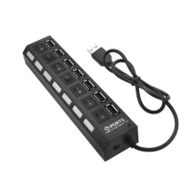 Veilige 7-poorts USB-hub, hoge gegevensoverdrachtssnelheid voor pc, laptop en Mac, universele compatibiliteit.