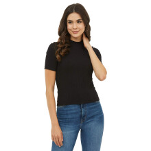 Blusa Regular Sólida Feminina Harpa (Gr6150_Preto S)
