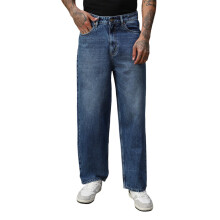 Jeans de Algodão Lavados de Alto Estilo para Homens, Ajuste Solto, Médio 29