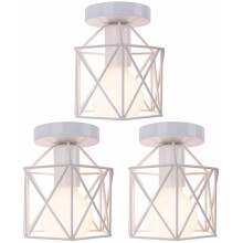 Vintage Ceiling Light Exquisite Design Retro Style Compatible with Decorative Lighting In Your Home, L15cm X W15cm X H16cm White Metal Squar