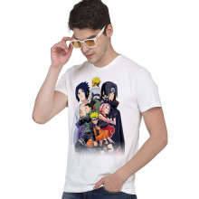 Free Authority Officiel Naruto: Anime Grafik Print Ren Bomulds T-shirt Til Mænd Hvid