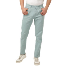 Chinos Casuais Hardsoda Verde Slim Fit Liso de Cintura Média