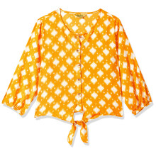 Top stile camicia Mustard con legature Global Desi Girl