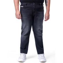 Jeans Hardsoda para Homens Tamanho Grande Slim Fit de Cintura Média (Preto_38)