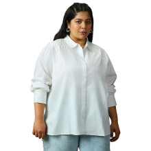 Camisas de Algodão Over Size de Manga Longa para Mulheres High Star 77