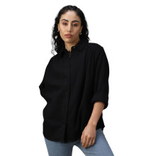 Camisas de Manga Longa Relaxadas de Algodão Sólido para Mulheres High Star 62