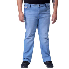 Jeans Hardsoda para Homens Plus Size Bootcut de Cintura Média (Azul Claro_44)