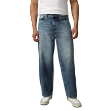 Jeans de Algodão Lavado de Corte Larga Mid-Rise 30 High Star