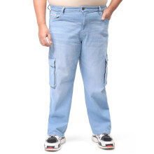 Hardsoda Calças Cargo Masculinas Plus Size Baggy Midi (Azul Claro_38)