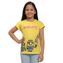 Kidsville Regular Fit Minions Geprinte Gele Tshirt Voor Meisjes
