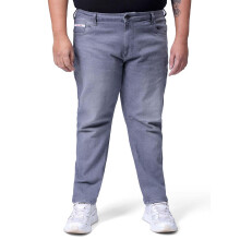 Hardsoda Homens Tamanho Grande Jeans Stretchable Carrot Fit (Cinza_40)