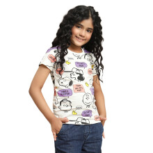 Kidsville Peanuts Geprinte Regular Fit T-shirt Voor Meisjes Off White