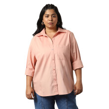 Camisa Oversized de Mulheres com Colarinho Largado e Mangas Regulares 59
