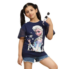 Kidsville Frozen Geprinte Regular Fit Blauwe T-shirt Voor Meisjes