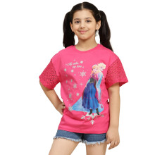 Kidsville Frozen Gedrukt Regular Fit Roze T-shirt Voor Meisjes