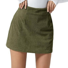 Cord-Skort für Damen, figurbetonter-Armeegrün XL