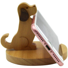 Suporte para celular com design adorável em formato de baleia, feito em madeira de faia com textura natural e ranhura suave para uma visuali