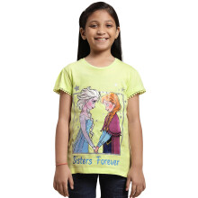 Kidsville Frozen Gedrukt Regular Fit Groene Katoenen T-shirt voor Meisjes
