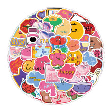 Decoraciones para el Día de San Valentín, pegatinas de vinilo impermeables, 60 piezas con diseños kawaii estéticos y bonitos, reutilizables,