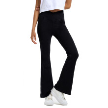 Pantalones vaqueros acampanados de cintura alta que estilizan la figura, ideales para deportes, yoga y actividades al aire libre.