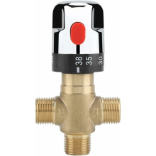 Thermostatische mengkraan van massief messing, ontworpen met Amerikaanse standaardfittingen, voor een soepele waterstroom. Compatibel met uw
