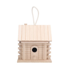 Blockhaus-Vogelhaus für die Außendekoration, einzigartiges Design, bietet Haustieren ein warmes Zuhause, robustes, unbehandeltes Holz gewähr