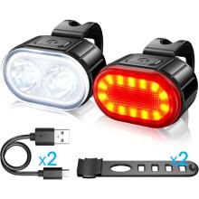Světla na kolo, sada super jasných LED vodotěsných cyklistických svítilen, rychlé nabíjení 4+6 režimů