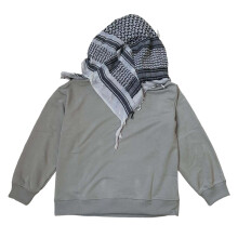 Übergroßes Unisex-Hoodie-Oberteil mit kariertem-Grau XL