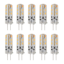 10 bombillas LED G4 de 1,5 W, 12 V CC, luz blanca cálida de 3000 K, 110 lúmenes, de dos pines, compatibles con iluminación de armarios y pat