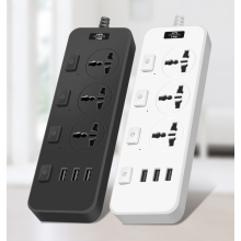Kannettava yleiskäyttöinen jatkojohto, älykkäät USB-latausportit, 3M jatkojohto, laajasti sijoitetut pistorasiat, 4000 W / 16 A suuritehoine