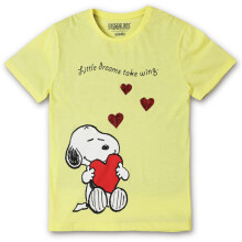 Kidsville Peanuts Geprinte Regular Fit Gele Katoenen T-Shirt voor Meisjes