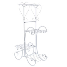 4 Tier White Metal Plant Stand with Stable FourLeg Design for Indoor Outdoor Balcony Patio Decor