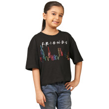 Kidsville Officiële Vrienden Meisjes Half Mouw Ronde Hals Zwarte Graphic T-Shirts Voor Meisjes