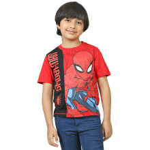 Kidsville Officiële Marvel Avengers Spiderman Jongens T-Shirts Korte Mouwen Ronde Hals Rood & Zwart