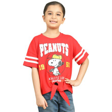 Kidsville Officiële Peanuts Snoopy Meisjes T-Shirt Ronde Hals Rood Katoen Relaxed Fit
