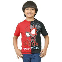 Kidsville Officiële Marvel Avengers Spiderman Jongens Korte Mouw Ronde Hals Rood & Zwart T-Shirt