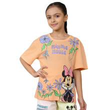 Kidsville Officieel Mickey & Friends Meisjes T-shirt Met Korte Mouwen Perzik