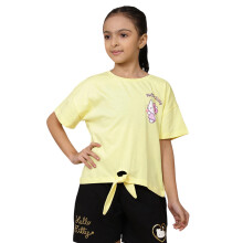 Kidsville Officieel Hello Kitty Meisjes T-shirt Korte Mouwen Gele Grafische Print