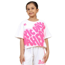 Kidsville Officiële Barbie Meisjes Korte Mouwen Wit & Roze Graphic T-Shirts Voor Meisjes