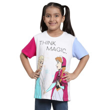 Kidsville Frozen Gedrukt Regular Fit Katoenen Multicolor Meisjes T-shirt|Meisjes T-shirt|T-shirt Voor Meisjes