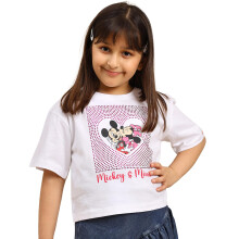 Kidsville Officiële Mickey & Friends Graphic Geprinte Meisjes Witte Boxy Fit Crop T-shirt