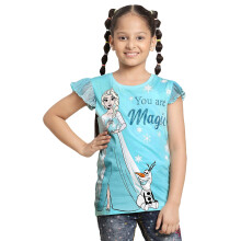 Kidsville Regular Fit Frozen Printed Blauw T-shirt Voor Meisjes