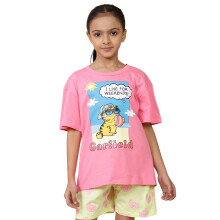 Kidsville Garfield Meisjes T-shirt Korte Mouwen Roze Met Grafisch Print