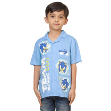Camiseta Oficial Sonic Impressa Kidsville Para Rapazes Azul