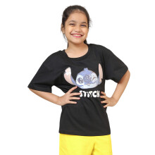 Kidsville Lilo & Stitch Geprinte Oversized T-shirt Voor Meisjes Zwart