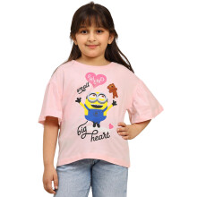 Kidsville Officiële Minions Graphic Geprinte Roze T-shirt Voor Meisjes