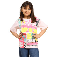 Kidsville Officieel Sponge Bob Squarepants Graphic Meisjes T-shirt Roze Regular Fit