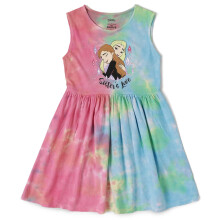 Vestido Multicolorido Regular Fit Kidsville Oficial Frozen para Meninas