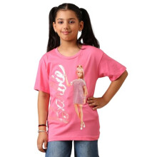 Kidsville Official Mattel Barbie Graphic Printed Pure Cotton Oversized T-shirt voor Meisjes