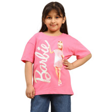 Kidsville Officiële Barbie Graphic Geprinte Meisjes Roze Oversized T-shirt Voor Kinderen
